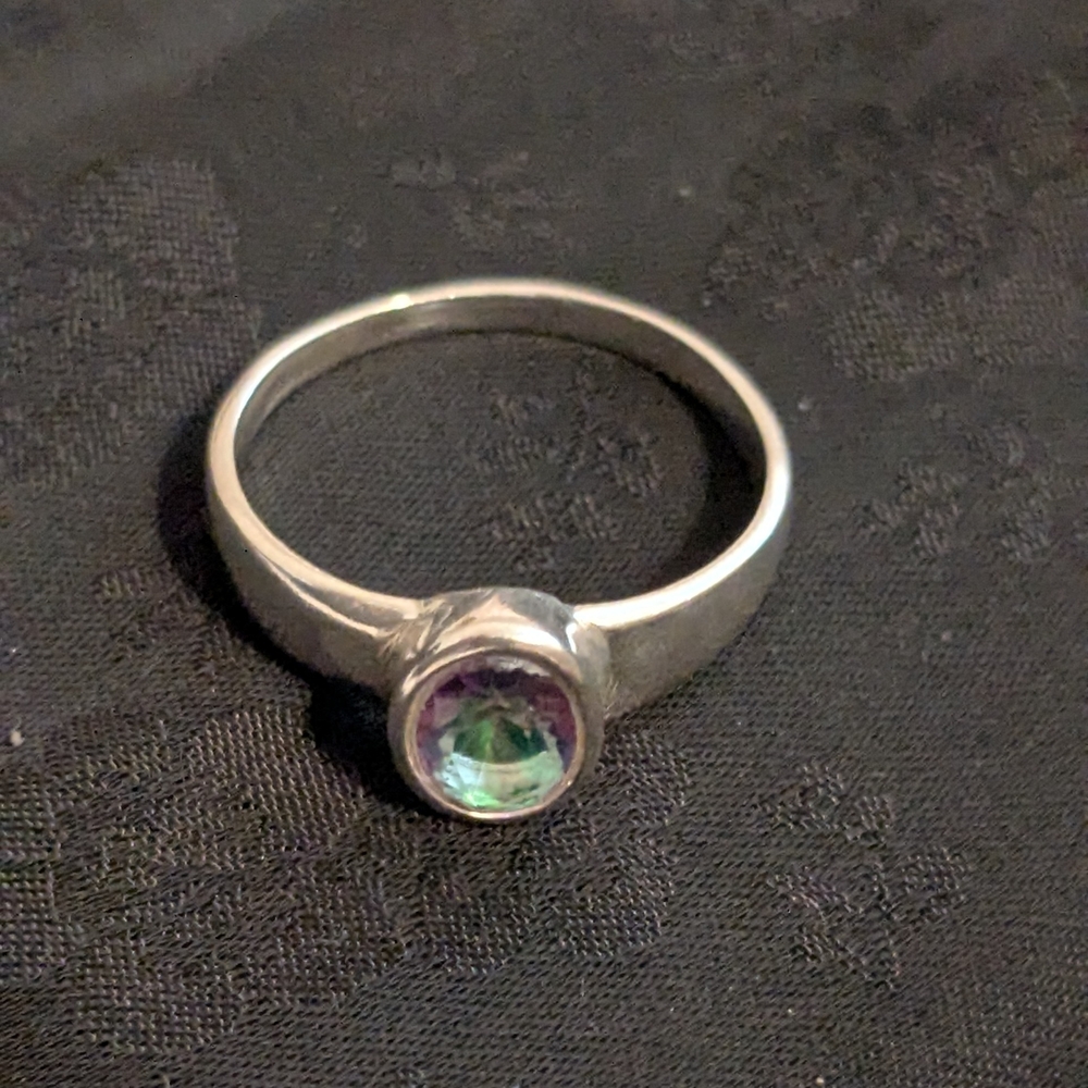 New Dazzling 925 Solid Sterling Silver Ring Mystic Topaz CZ Ring Size 7 - Picture 7 of 8
